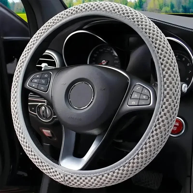 All-Season Microfiber Steering Wheel Cover, Breathable for Summer, Warm for Winter, Universal 15-Inch Fit