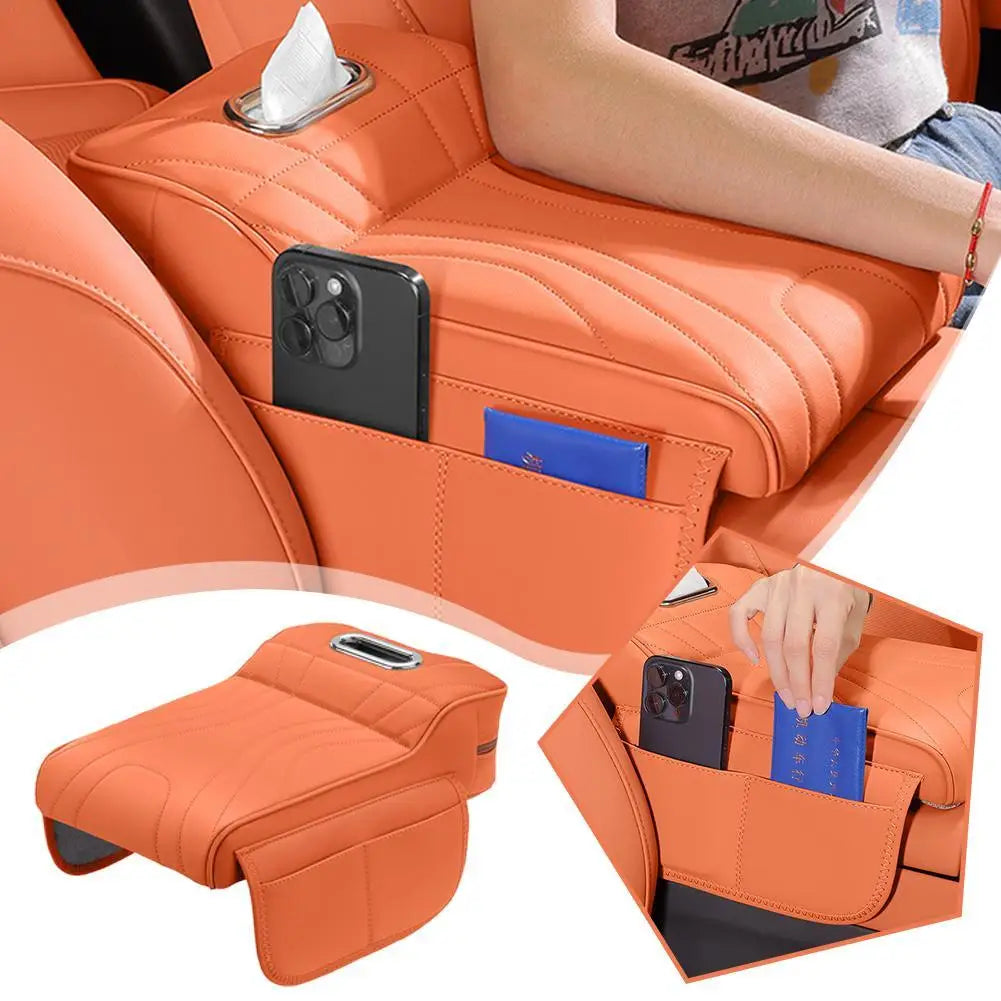 Car Armrest Height Increase Pad, Leather Storage Box Cover & Protector for Universal Center Console