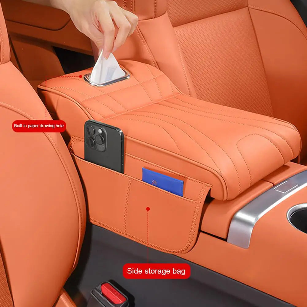 Car Armrest Height Increase Pad, Leather Storage Box Cover & Protector for Universal Center Console