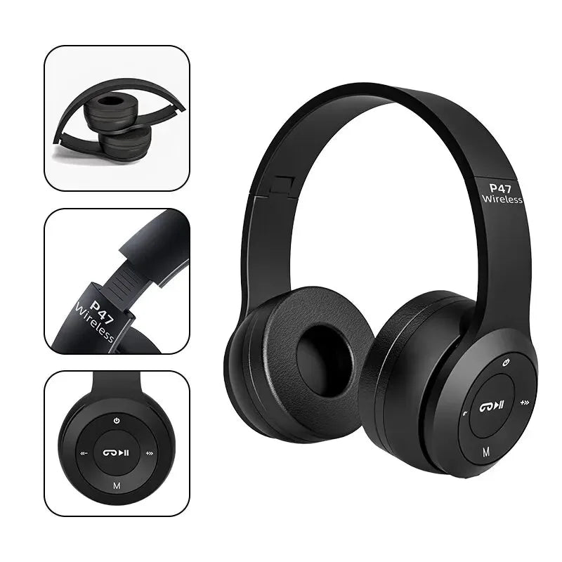 Wireless Bluetooth Headphones with Active Noise Cancellation, Over-Ear Stereo Headset for All Smartphones and Tablets