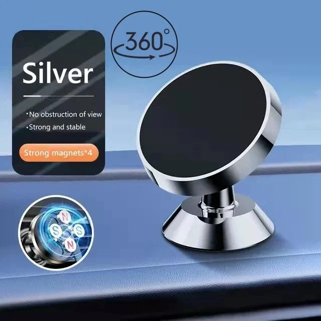 Universal Magnetic Phone Mount for Car and Home, Dashboard and Vent Clip with Adhesive Sticker for Versatile Use