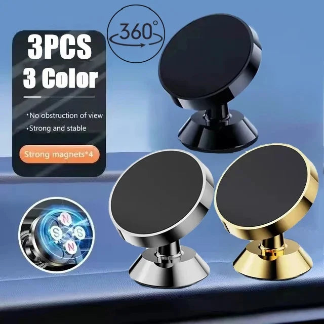 Universal Magnetic Phone Mount for Car and Home, Dashboard and Vent Clip with Adhesive Sticker for Versatile Use