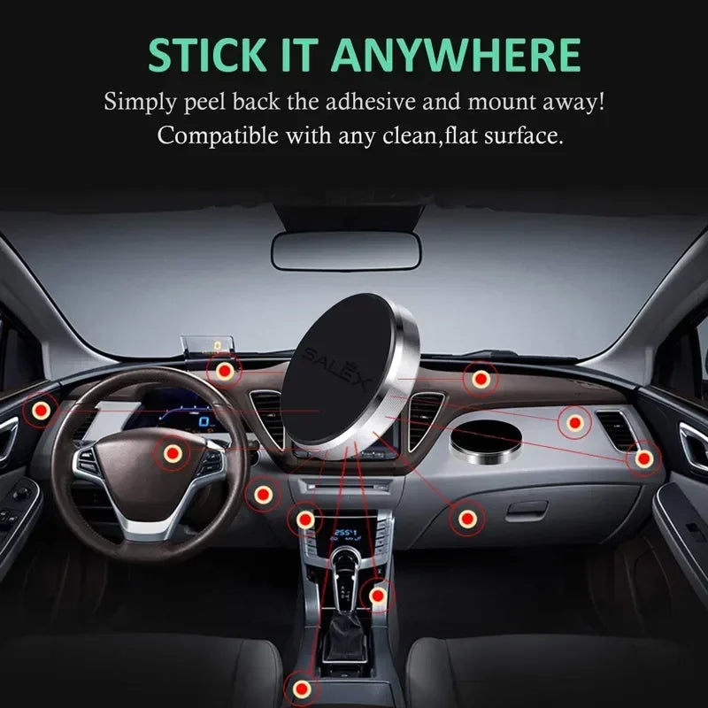 Universal Magnetic Phone Mount for Car and Home, Dashboard and Vent Clip with Adhesive Sticker for Versatile Use