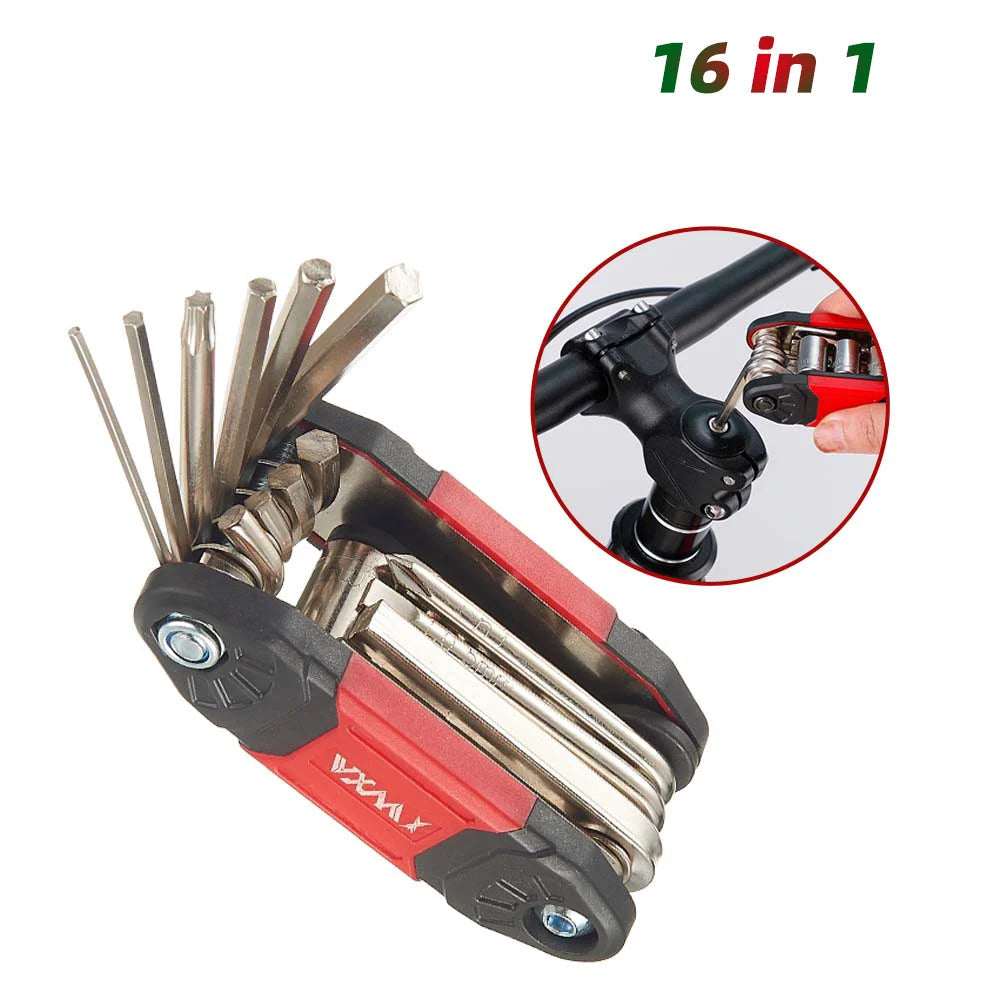 Compact Bike Multitool with Chain Tool, Portable 16-in-1 Repair Kit for On-the-Go Cycling and Emergency Fixes