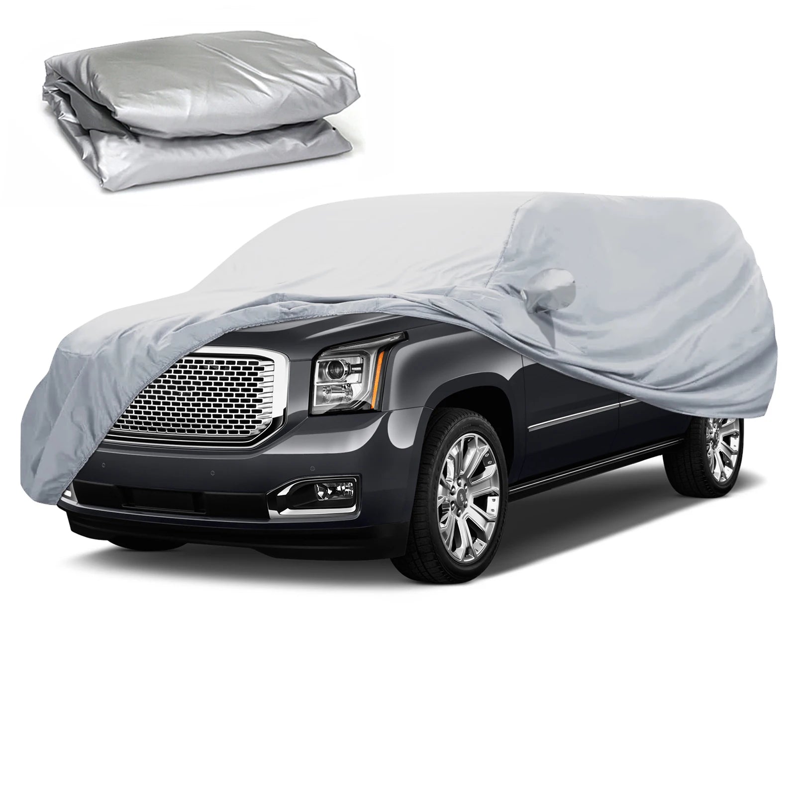 All-Weather Car Cover with Reflective Strips, Universal Waterproof UV Protection for SUVs & Sedans