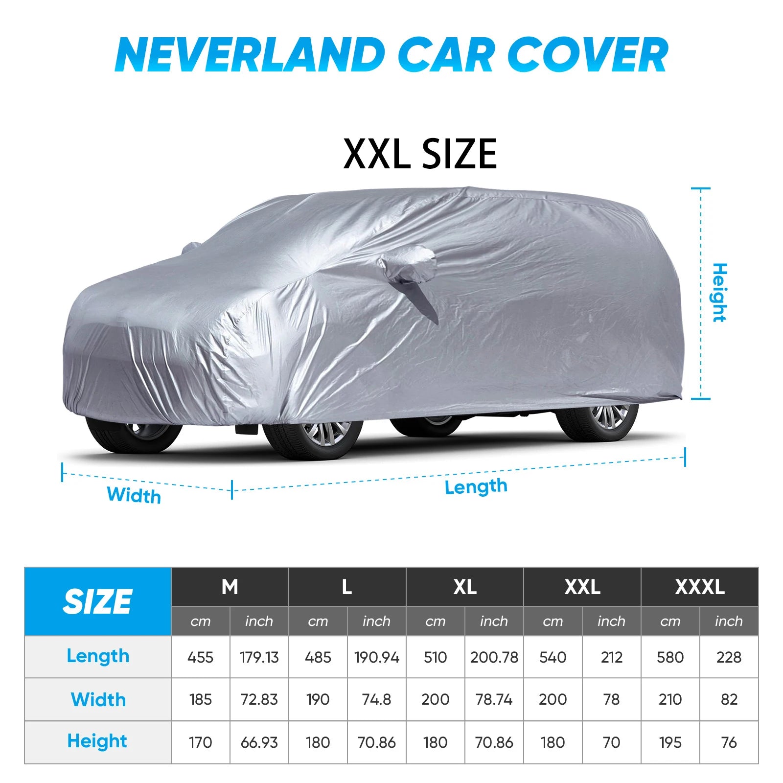 All-Weather Car Cover with Reflective Strips, Universal Waterproof UV Protection for SUVs & Sedans
