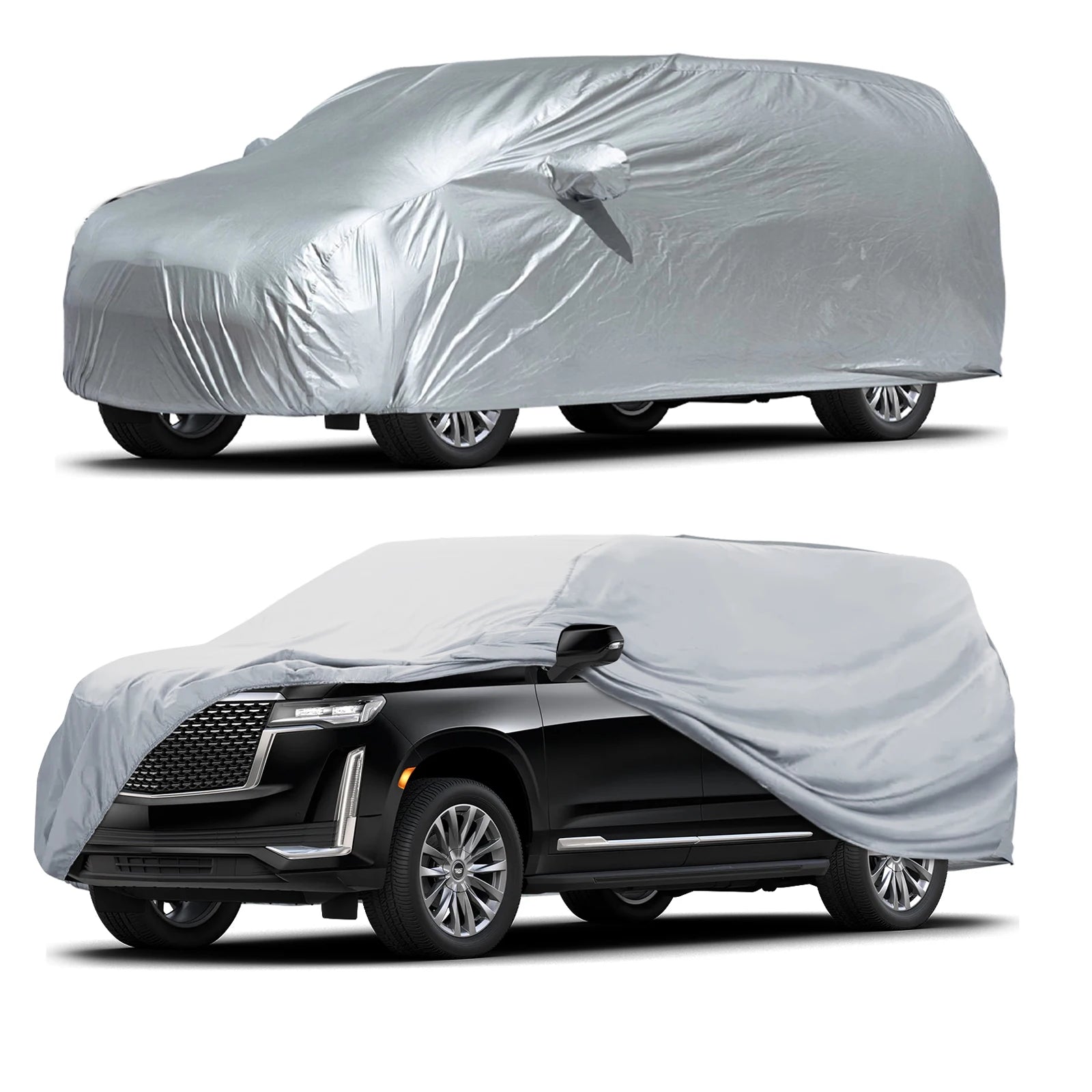 All-Weather Car Cover with Reflective Strips, Universal Waterproof UV Protection for SUVs & Sedans
