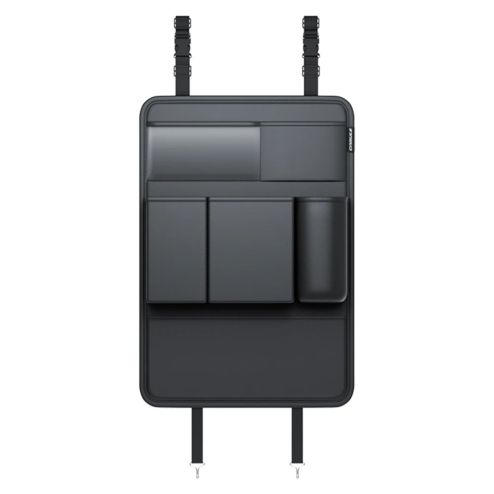 Multifunctional Car Backseat Organizer with Tablet Holder, PU Leather Kick Mat with Multiple Pockets